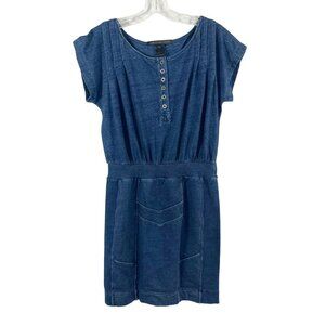 Marc Jacobs Blue Chambray Short Sleeve Pintuck Dress Cotton - Size Small